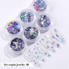 6PCS/Set Nail Beauty Chrome Glitter Kit;  Nail Sequin Nail Art Mirror Powder Decoration (design: 8)